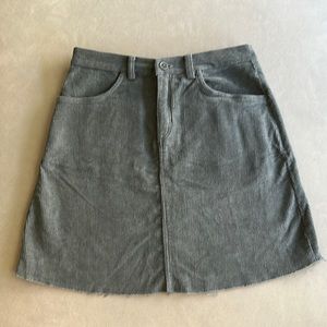 Brandy Melville Steel Blue Corduroy Mini Stretch RARE with pockets and loops OS